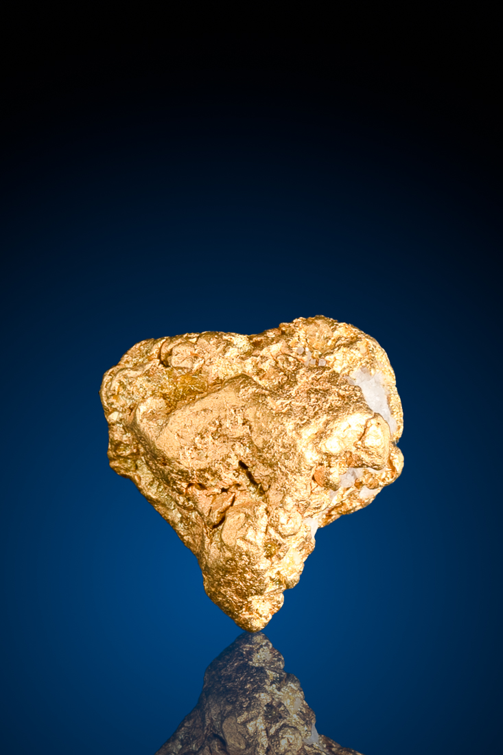 (image for) Beautiful, Gleaming Natural Gold Nugget with Quartz - Alaska - 3.87 grams